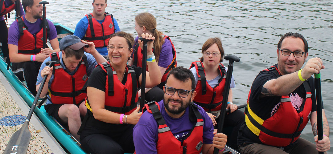 shot of team in boat